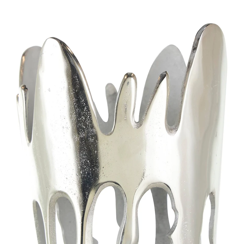 31" Silver Aluminum Drip Vase with Melting Designed Body