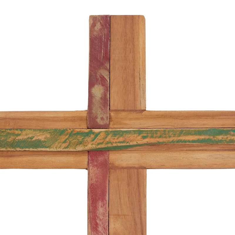 Brown Wood Industrial Cross Wall Decor, 20" x 12" x 2"