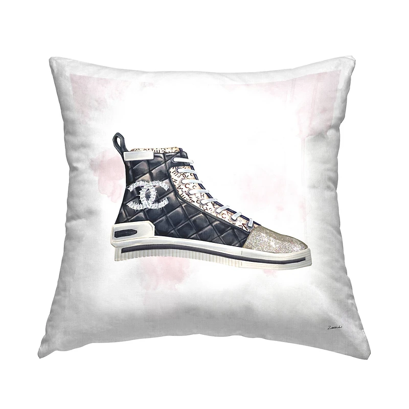 Stupell Industries Glam Fashion Quilted Sneaker Designer Style Throw Pillow 18" x 18"