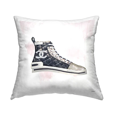 Stupell Industries Glam Fashion Quilted Sneaker Designer Style  Throw Pillow 18" x 18"