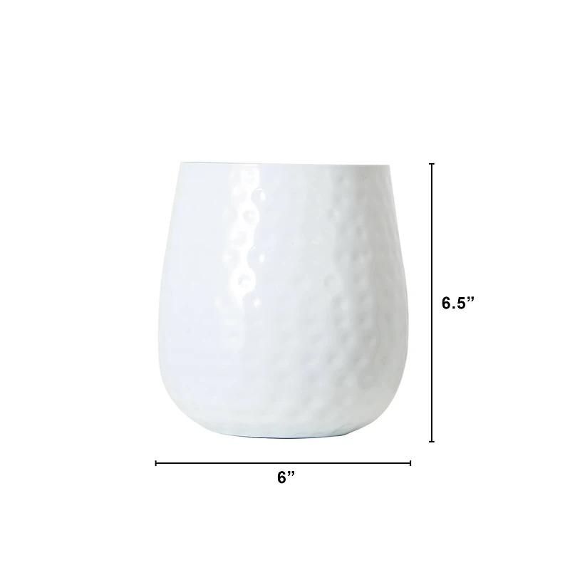 6.5" White Oval Shaped Iron Planter