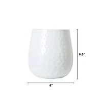 6.5" White Oval Shaped Iron Planter