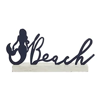 19" Black Wood Coastal Beach Tabletop Sign