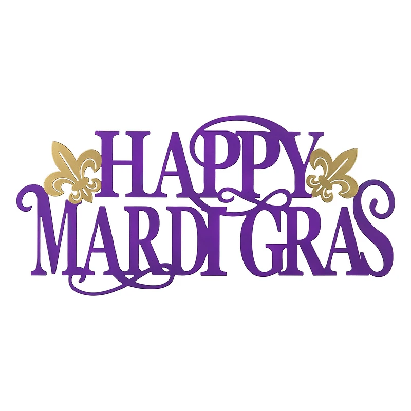 Glitzhome® 24" Metal "HAPPY MARDI GRAS" Wall Decor