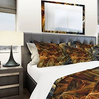 Designart 'Molten Gold Abstract' Modern & Contemporary Bedding Set