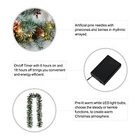 Glitzhome® 9ft. Pre-Lit Greenery Pinecones & Red Berries Christmas Garland