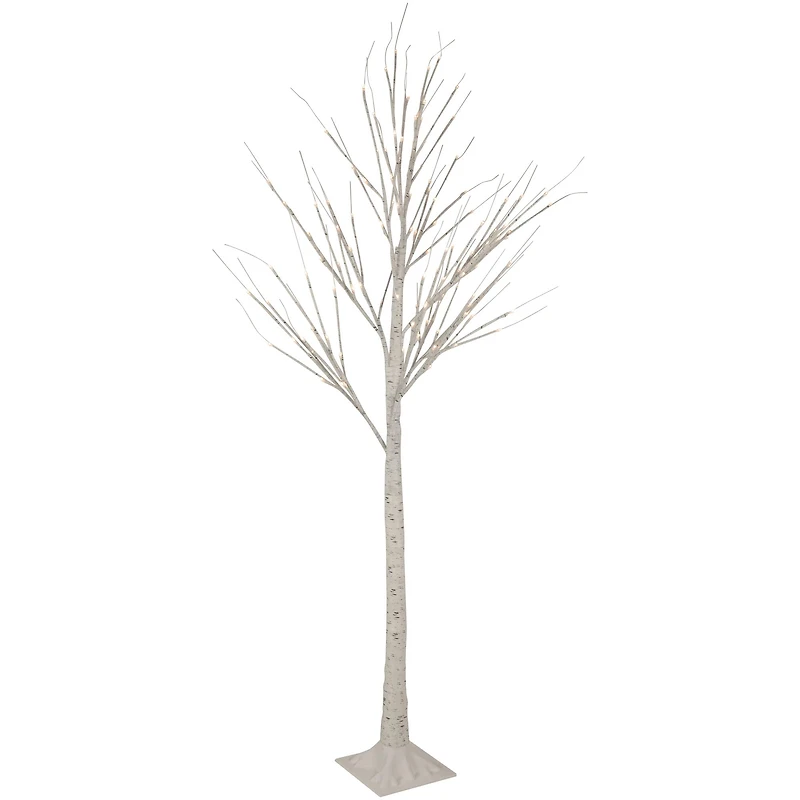 6ft. Pre-Lit White Twig Artificial Christmas Tree, Warm White LED Lights
