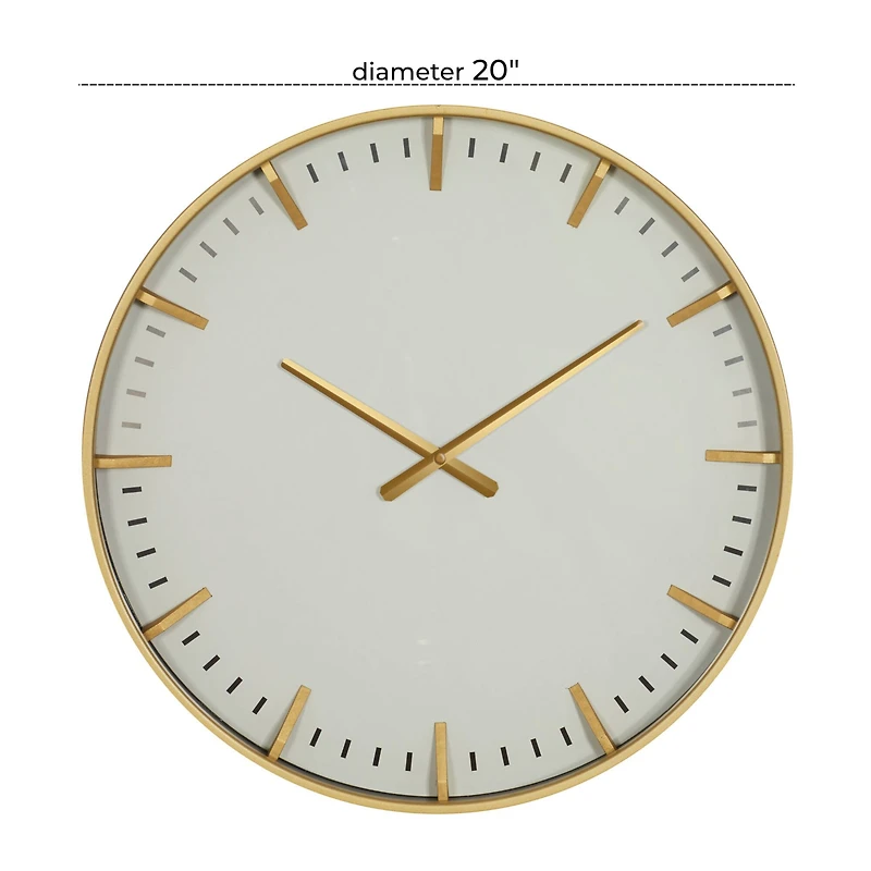 CosmoLiving by Cosmopolitan White Glass Contemporary Wall Clock