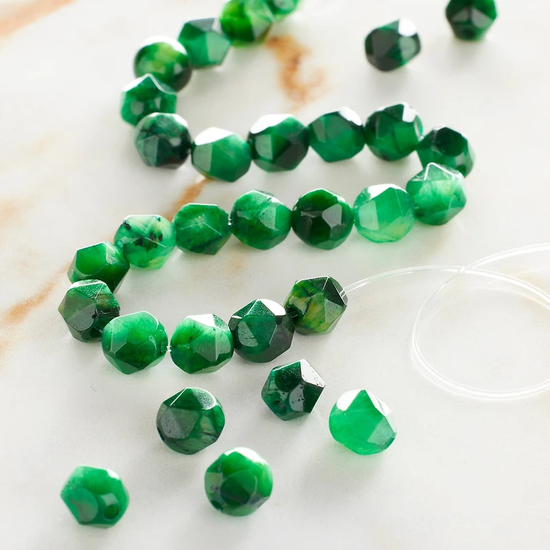 Green Dyed Faceted Tiger's Eye Beads, 6mm by Bead Landing™