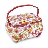 Dritz® Large Red & White Floral Curved Sewing Basket