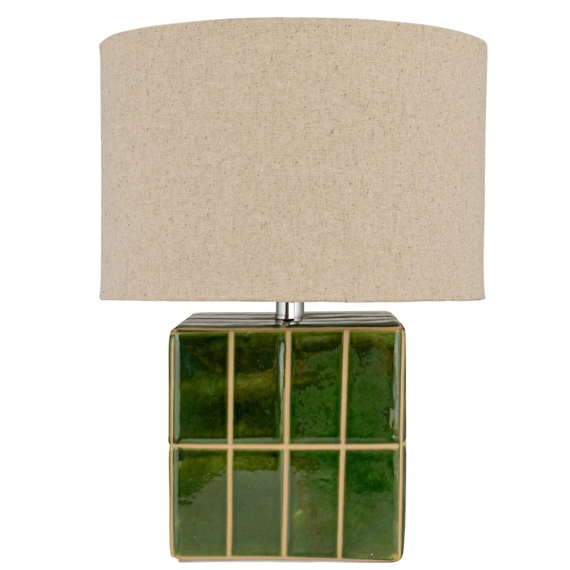 Hello Honey® 15" Green & White Ceramic Table Lamp