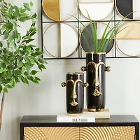 The Novogratz Black Stoneware Modern Abstract Vase,