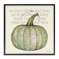 Stupell Industries Leaves Fall Green Pumpkin Framed Giclee Art