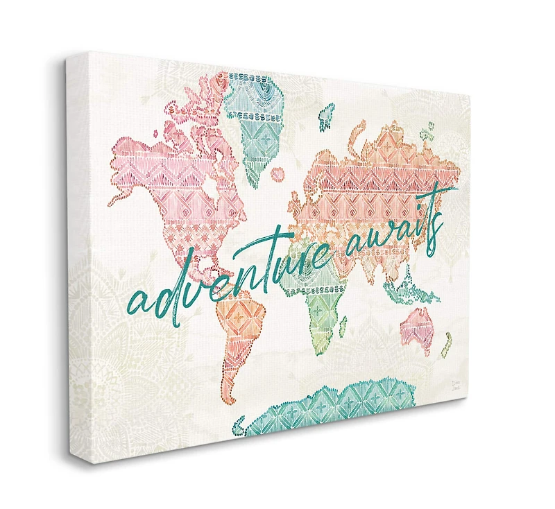 Stupell Industries Adventure Awaits World Map Canvas Wall Art