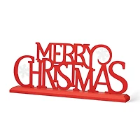 Glitzhome® 18" Red Metal Merry Christmas Table Décor