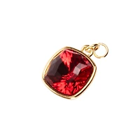 14K Gold Plated Scarlet Austrian Crystal Square Cut Charm by Bead Landing™
