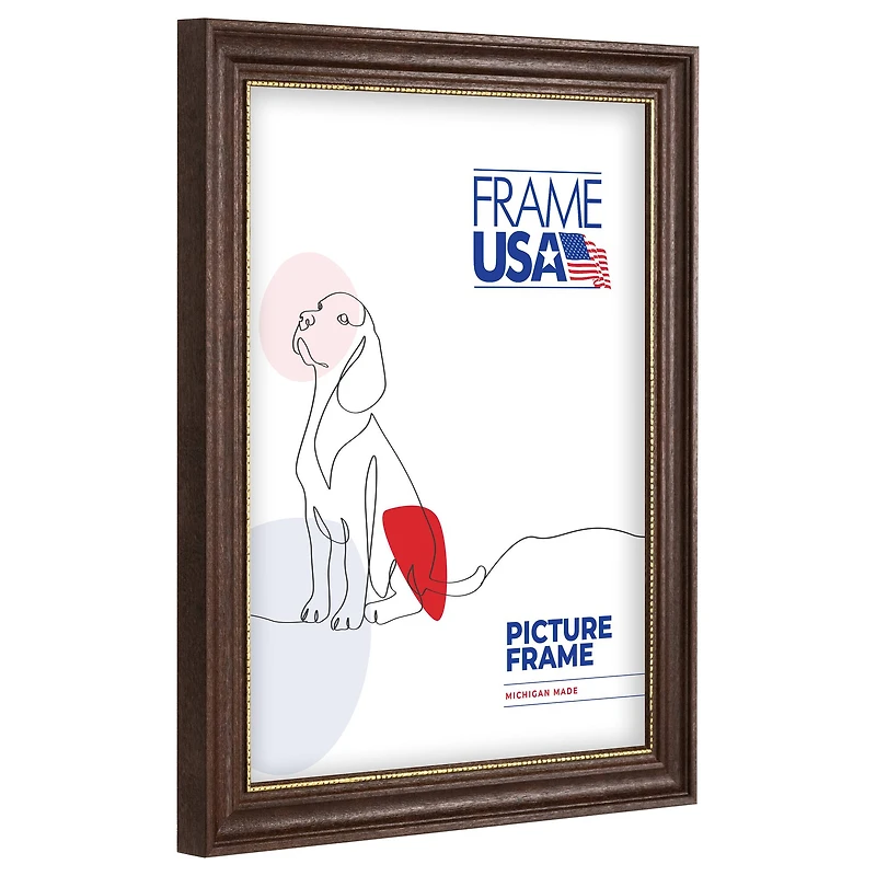 Frame USA Boardroom Walnut with Gold Bead Single Image Picture Frame