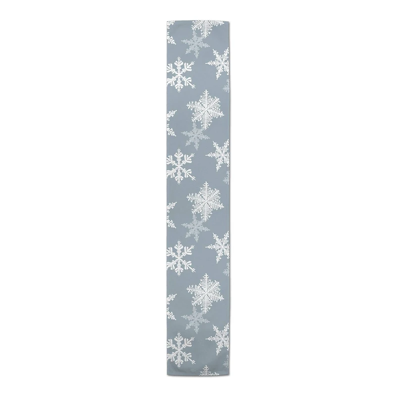 Blue Snowflake Pattern 16" x 72" Cotton Twill Runner