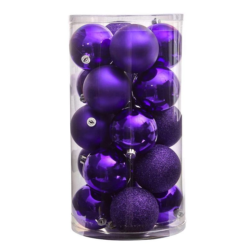 20ct. 3" Purple Shatterproof Christmas Ornaments