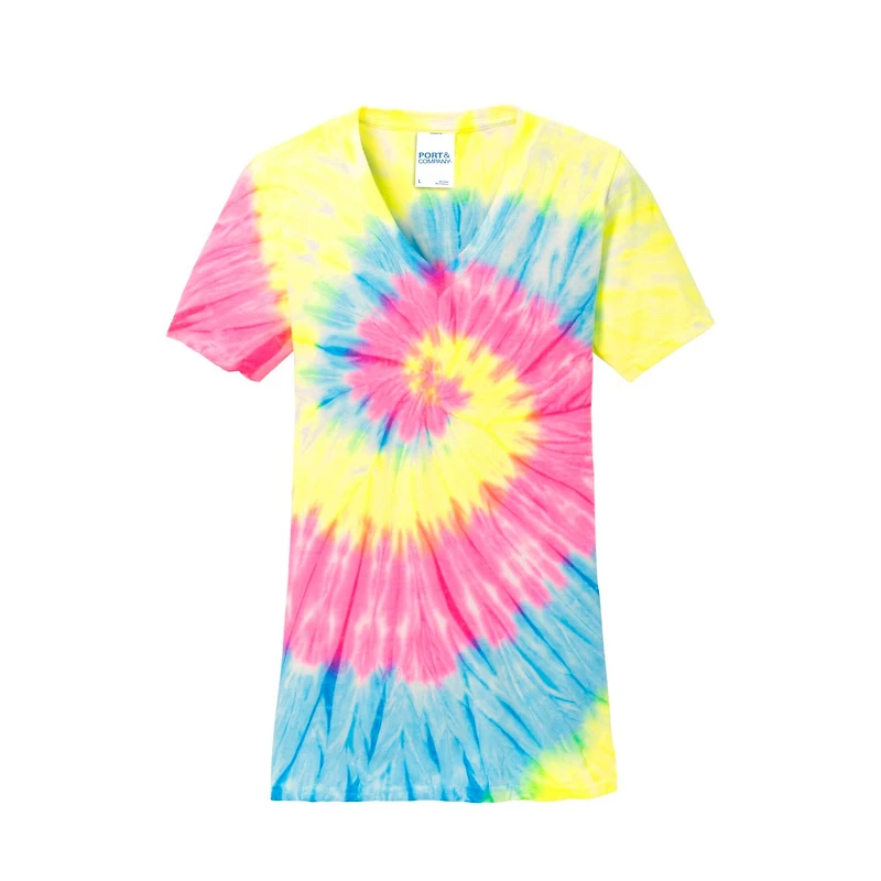 Port & Company® Ladies Tie-Dye V-Neck T-Shirt