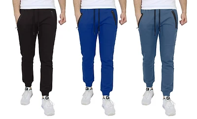 Galaxy by Harvic Men's Slim Fit Fleece Jogger Sweatpants 3 Pack