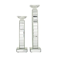 Set of 2 Clear MDF Glam Candle Holder, 17" x 6" x 4"