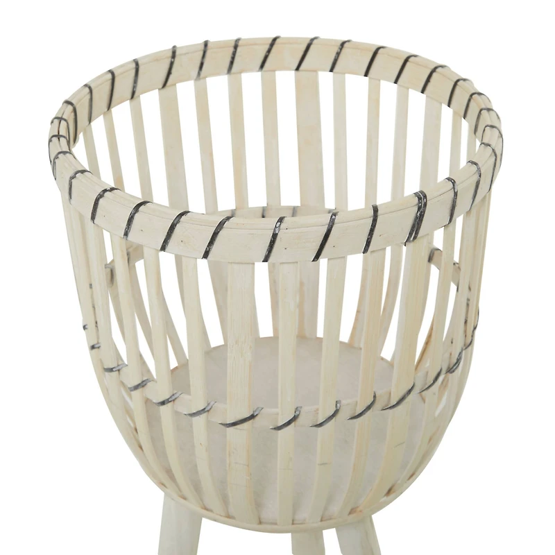 White Bamboo Bohemian Planter, Set of 3" 26", 23", 20"