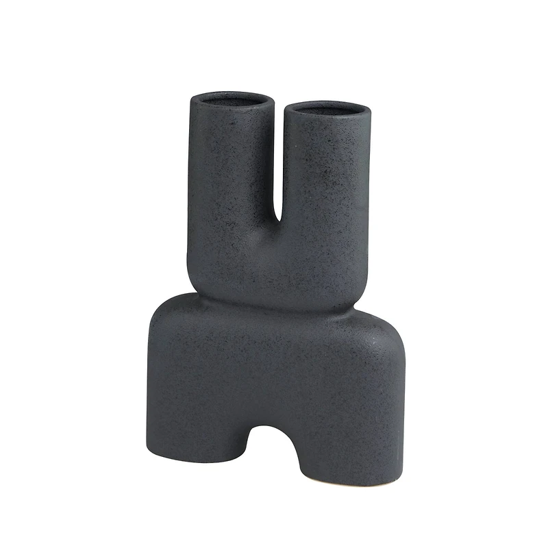 The Novogratz 15" Black Ceramic U-Shaped Abstract Vase