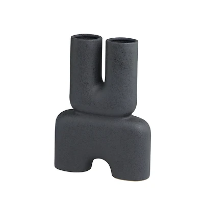 The Novogratz 15" Black Ceramic U-Shaped Abstract Vase
