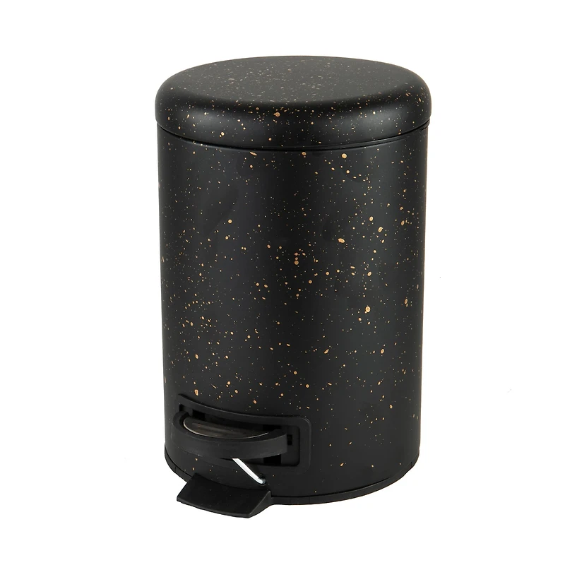 Elle Décor Black Speckled Design Step Bin with Lid Trash Can