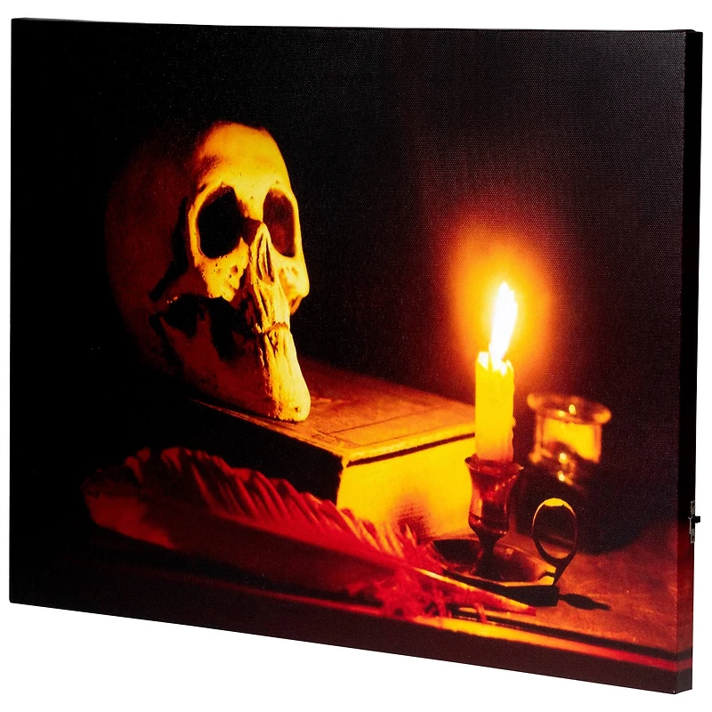 Antique Candle & Skull LED Canvas Wall Art