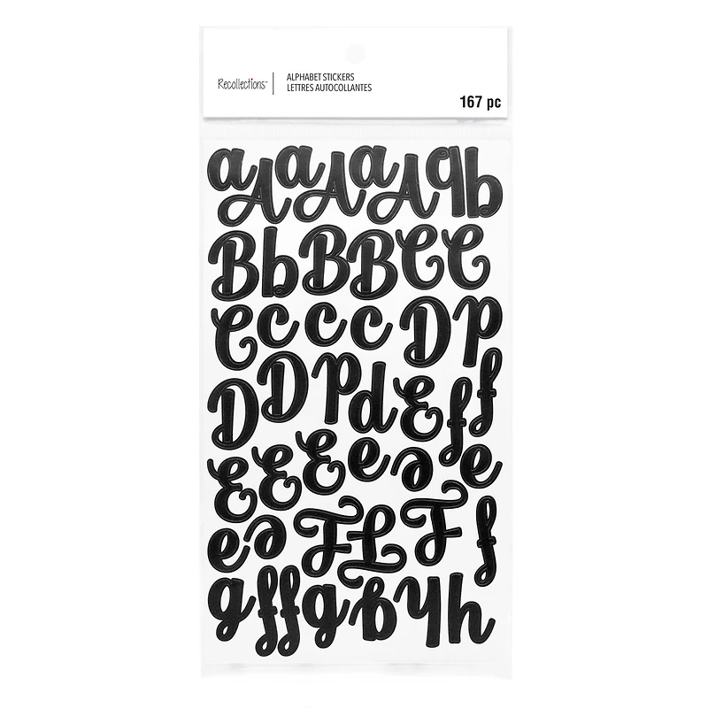 12 Packs: 167 ct. (2,004 total) Black Script Alphabet Stickers by Recollections™