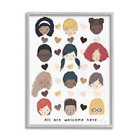 Stupell Industries All Welcome Here Child Portraits Gray Framed Wall Art