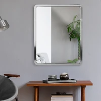 Head West Brushed Nickel 24" x 30" Rounded Edge Framed Accent Vanity Mirror
