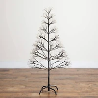 4ft. Pre-Lit Artificial Halloween Black Starburst Tree with 800 Fairy Warm White LED Lights