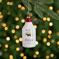 4.5" Farm Fresh Milk Glass Bottle Ornament