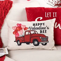 Glitzhome® 18" Faux Burlap Happy Valentine's Truck Pillow