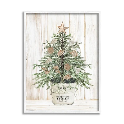 Stupell Industries Rustic Seashell Christmas Tree Framed Giclee Art