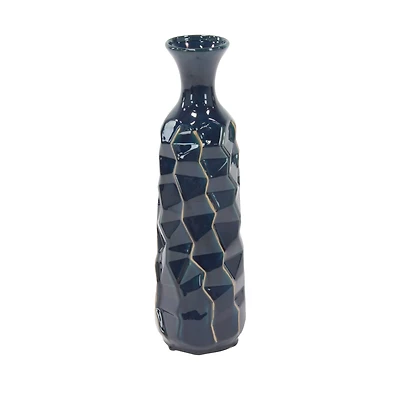 Tall Blue Stoneware Modern Vase