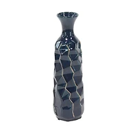Tall Blue Stoneware Modern Vase