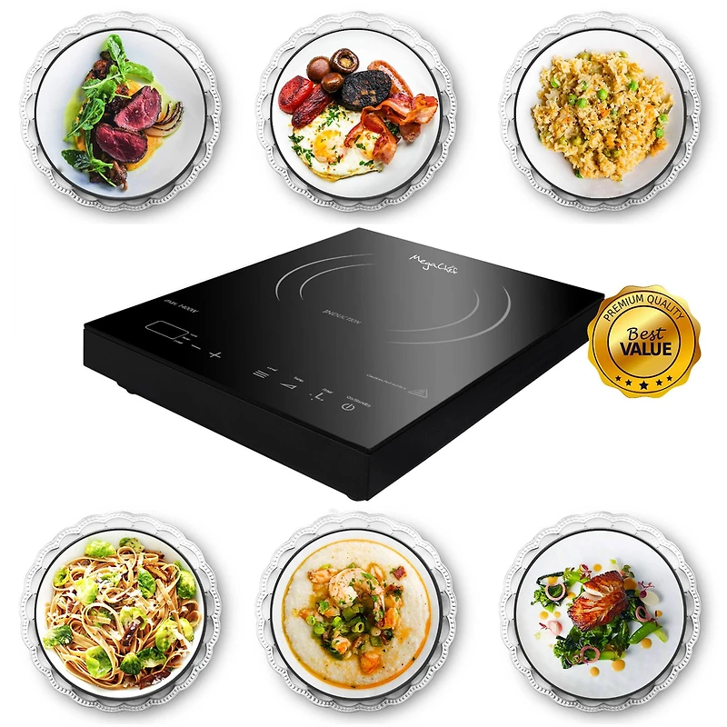 MegaChef Portable 1400W Single Induction Countertop Cooktop With Digital Control Panel