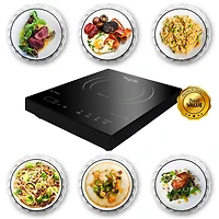 MegaChef Portable 1400W Single Induction Countertop Cooktop With Digital Control Panel