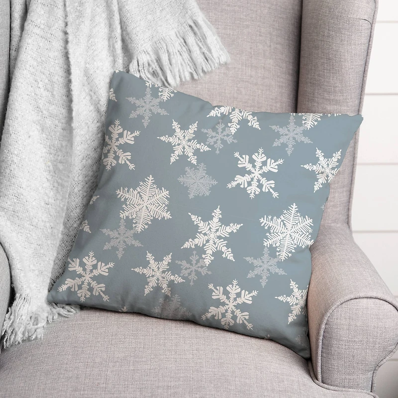 Blue Snowflake Pattern 18" x 18" Throw Pillow