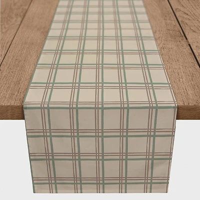 90" Brown Holiday Plaid Cotton Twill Runner