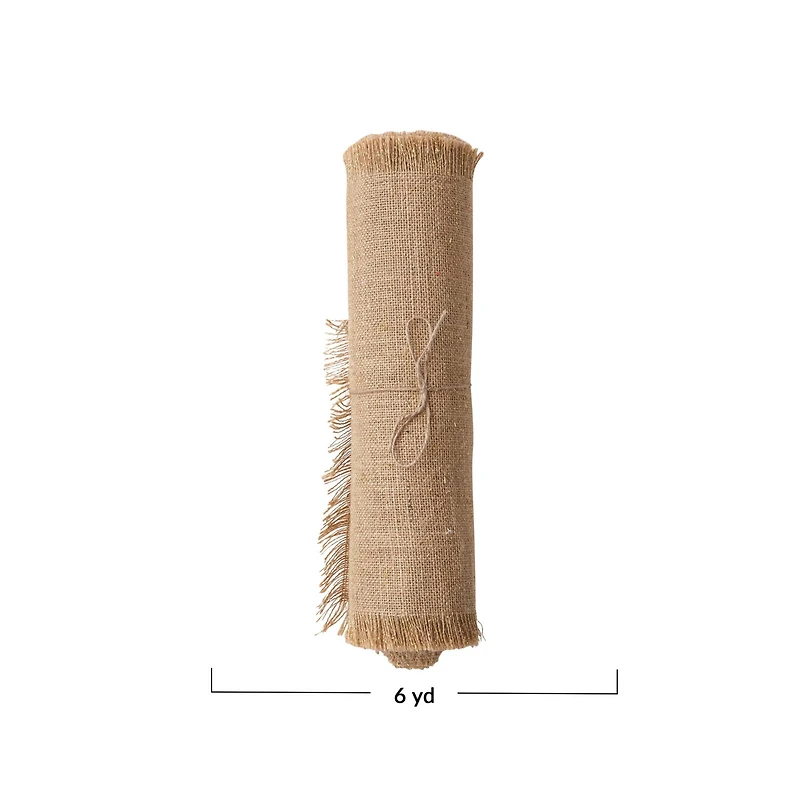 Hello Honey® 6yd. Natural Woven Torn Jute Fabric Roll with Metallic Gold Thread