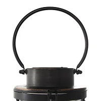 12" Black Metal Candle Lantern with Round Outlines