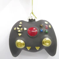 Game Controller Glass Christmas Hanging Ornament - 4" - Black