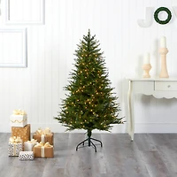5ft. Pre-Lit Wisconsin Fir Artificial Christmas Tree, Warm White LED Lights