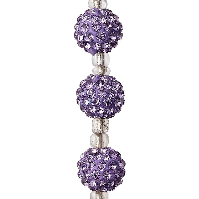 Lavender Rhinestone Studded Round Beads, 10mm by Bead Landing™