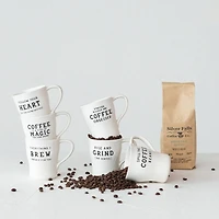 Hello Honey® 12oz. White & Black Inspirational Brew Stoneware Coffee Mug Set